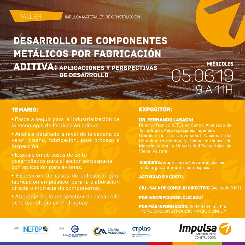 Taller: Desarrollo de componentes metálicos por Fabricación Aditiva